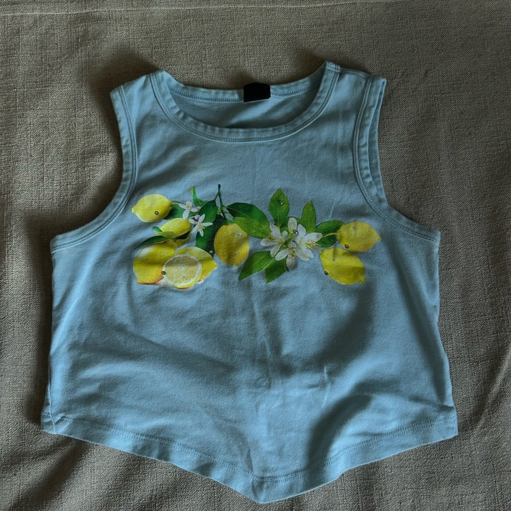 Urban Outfitters Baby Blue Lemon Backless Top